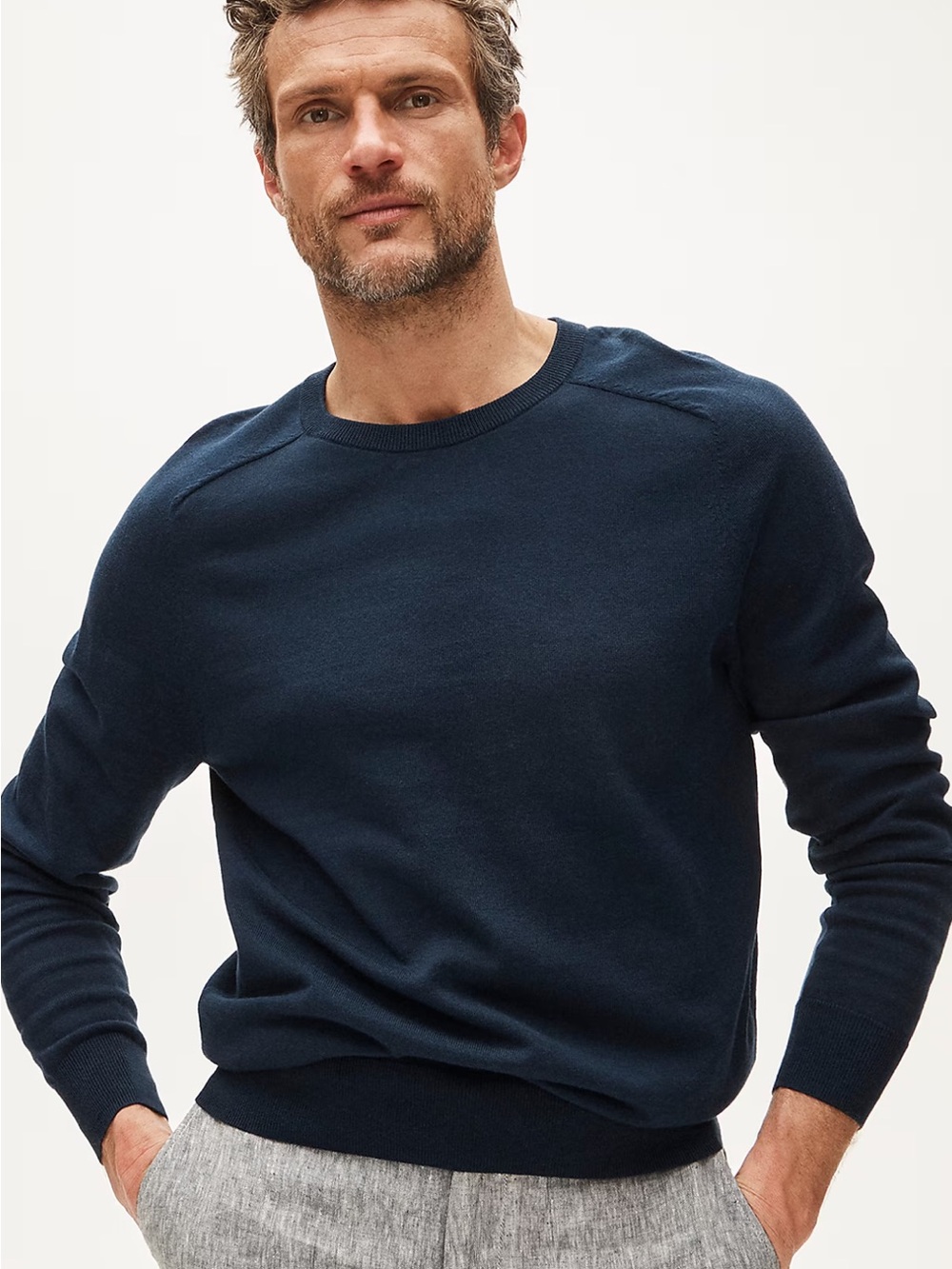 J Crew Men's Quality Knit 100% Cotton Crewneck Sweater in Navy sz M